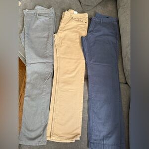 3 pants Banana Republic Men's Chinos in Gray, Tan, and Blue